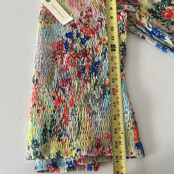 🎈NWT Anthropologie Sz M  puff sleeveless floral see thr multicolor blouse top - Picture 6 of 11